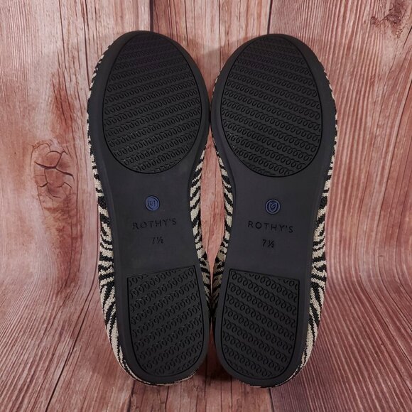 Rothys Womens Size 7.5 The Flat Zebra Animal Print Ballet Shoes Retired - Picture 12 of 13